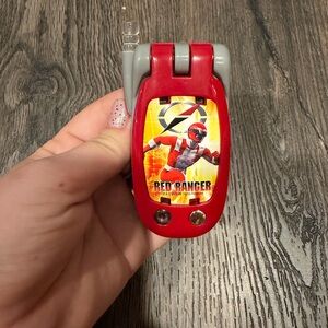Source Unknown Red and Gray Flip Phone Toy with Red Ranger Graphic